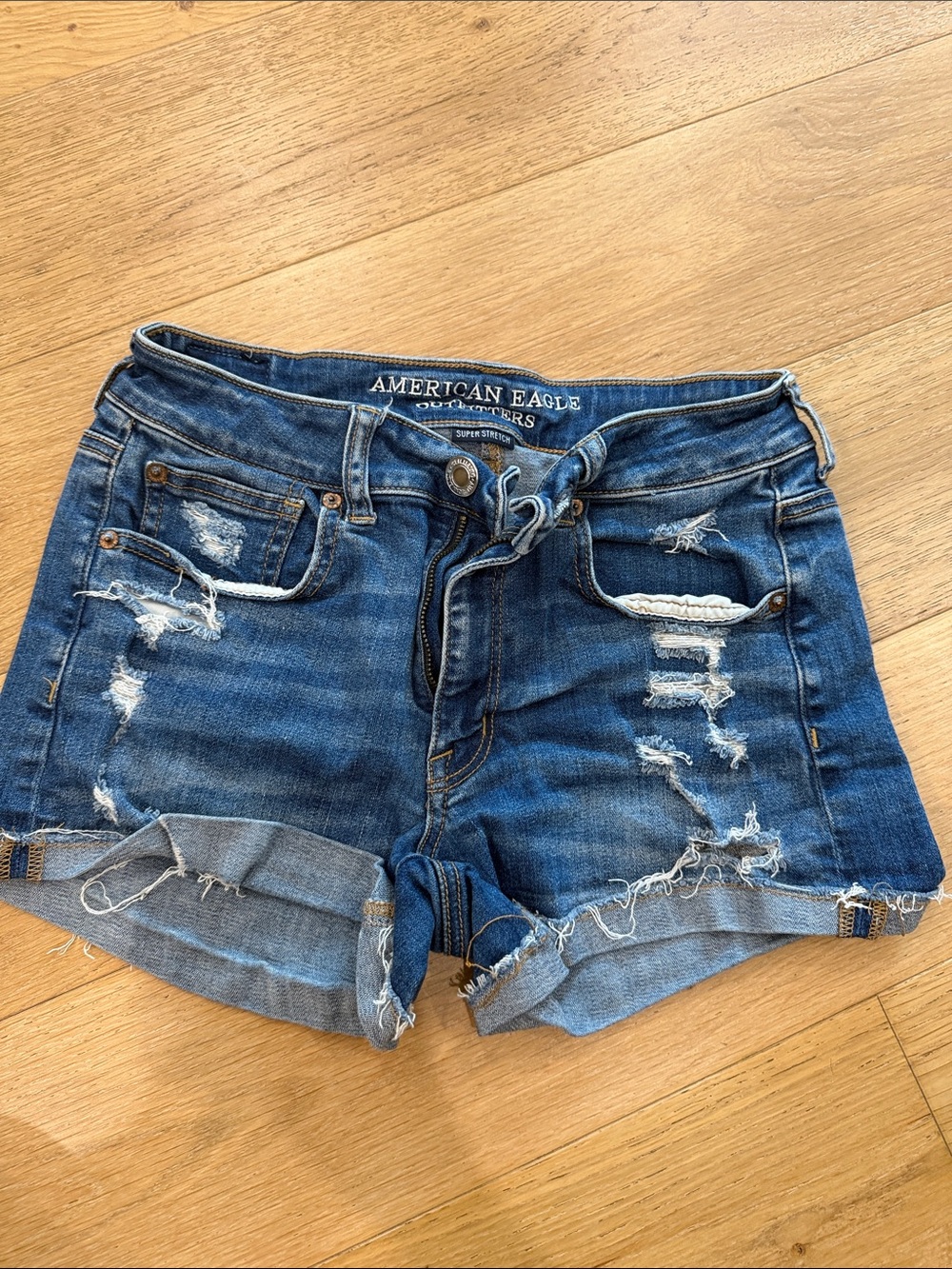 American Eagle Outfitters Distressed Blue Denim Jean Shorts